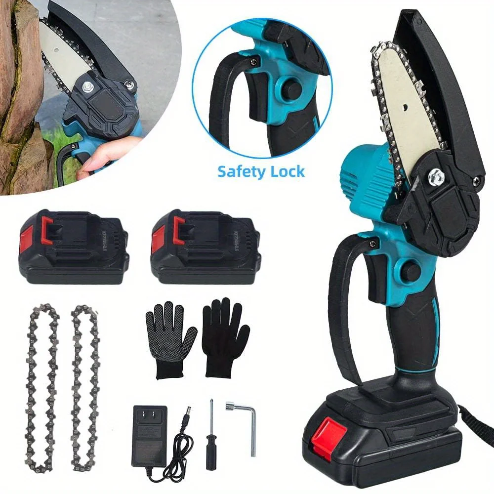 800 Watt Electric Mini Chain Saw, 4-Inch Handheld Cordless Cutter - Image 6