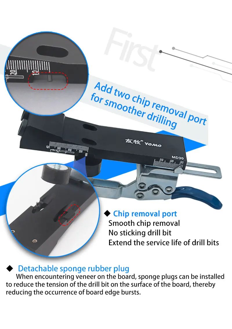 All Metal Pocket Hole Jig Kit with Quick Clamp and Step Drill Bits Easy Use 2 Holes Pocket Hole Screw Jig System MD30 - Image 12