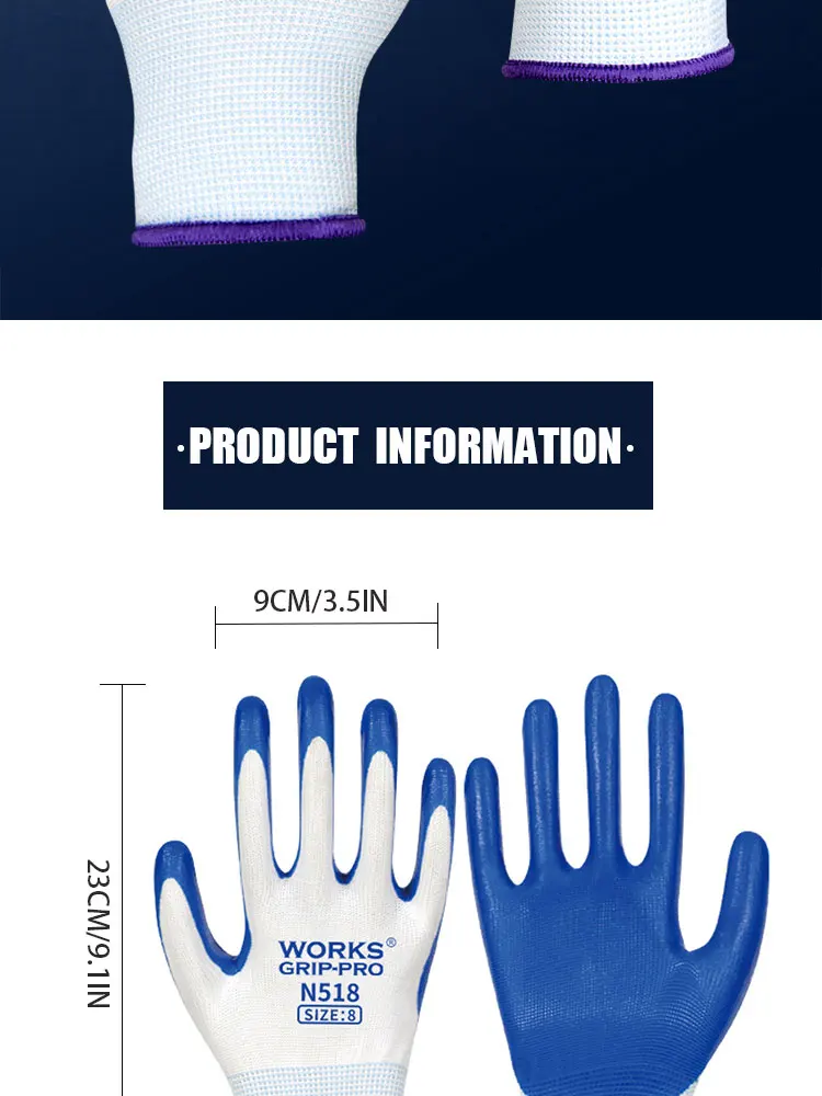 3 Pairs Of Non-slip Wear-resistant Breathable Nitrile Non-slip Work Gloves - Image 9