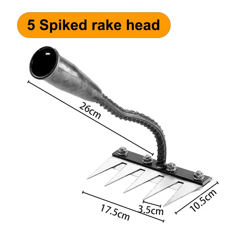 5/6/7/8 Teeth Iron Gardening Hoe Weeding Rake Farm Tool Grasping Raking Loosening Soil Nail Rake - Image 7