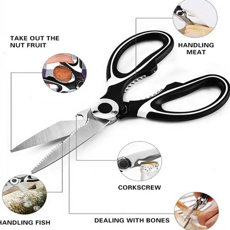 Multifunction Stainless Steel Kitchen Tools Strong Home Vegetable Chopping Chicken Bone Fish Food Scissors Multi-Purpose Tool - Image 9