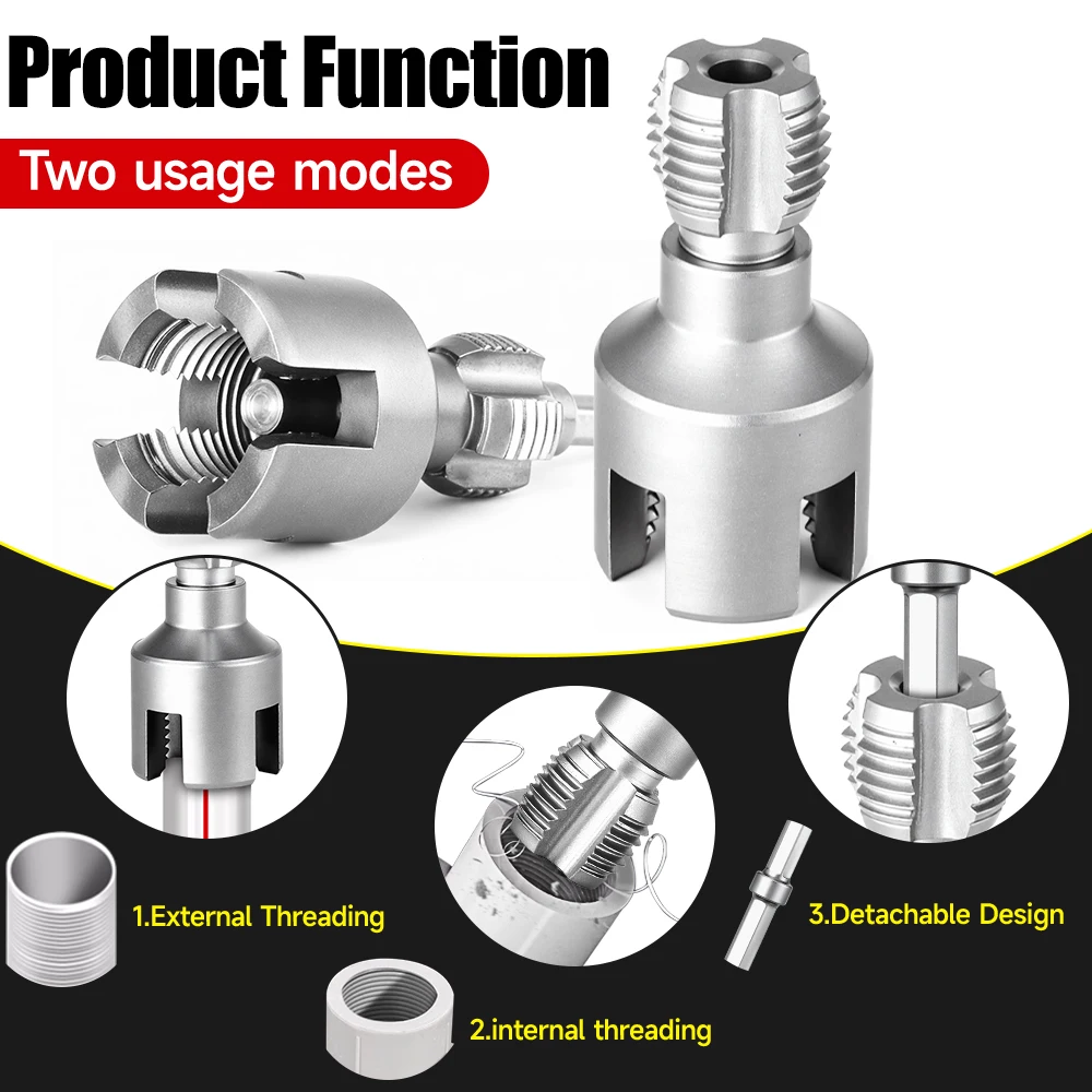 DN15/20/25 Pipe Threading Tool Hex Shank Die Internal External Threads 1/2&3/4&1 INCH Water Pipes PPR PVC MPP Detachable - Image 3