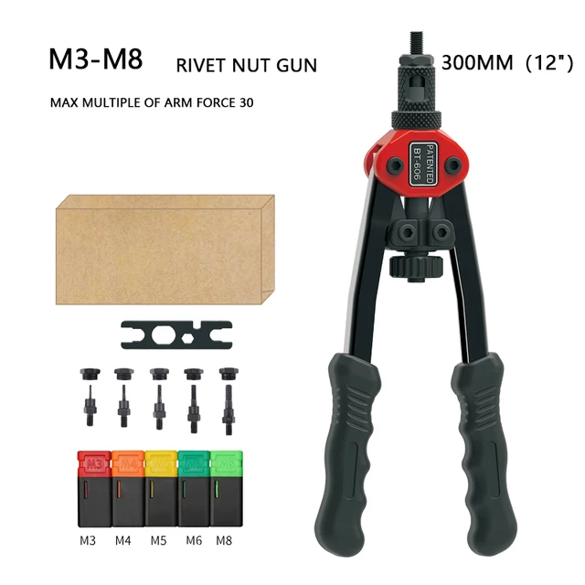 BT-606 Riveter Gun Tool Threaded Hand Rivet Nut Gun M3 M4 M5 M6 M8 - Image 9