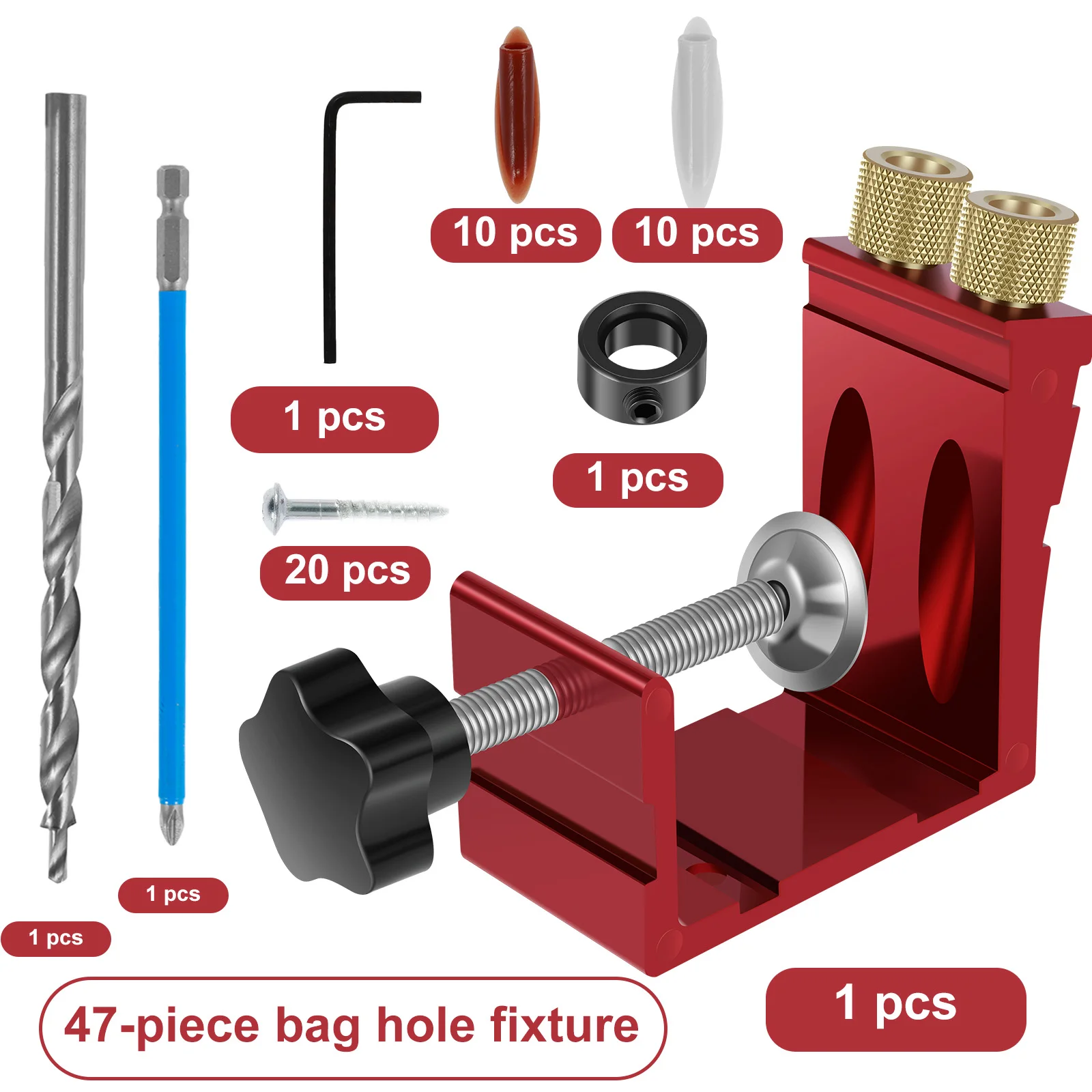 47Pcs Pocket Hole Jig Adjustable Punch Locator 15 Degree Angle Hole Drill Guide Kit Drill Punch - Image 10