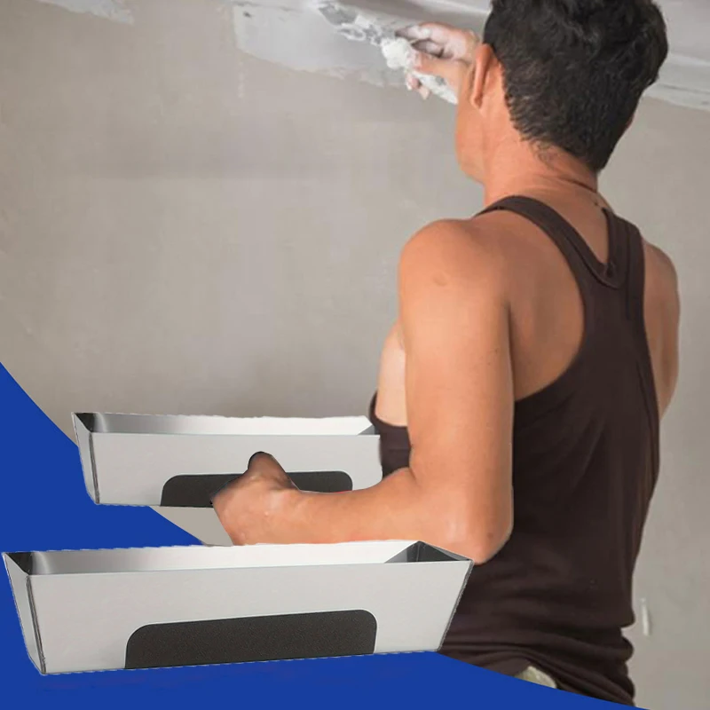 1 PCS 10''/12" /14'' Stainless Steal Drywall Taping Mud Pan with Non Slip Grip - Image 8