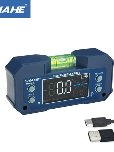 SHAHE Digital Level Inclinometer Dual-axis Electronic Protractor Rechargable Bevel Box Electronic Level Angle Finder Gauge