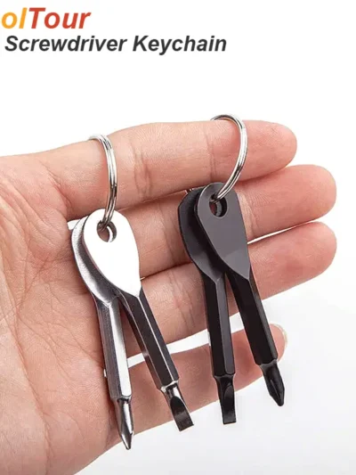 Portable Phillips Slotted Screwdriver Set Key Ring Keychain Mini Pocket Keyring Cross Screw Driver