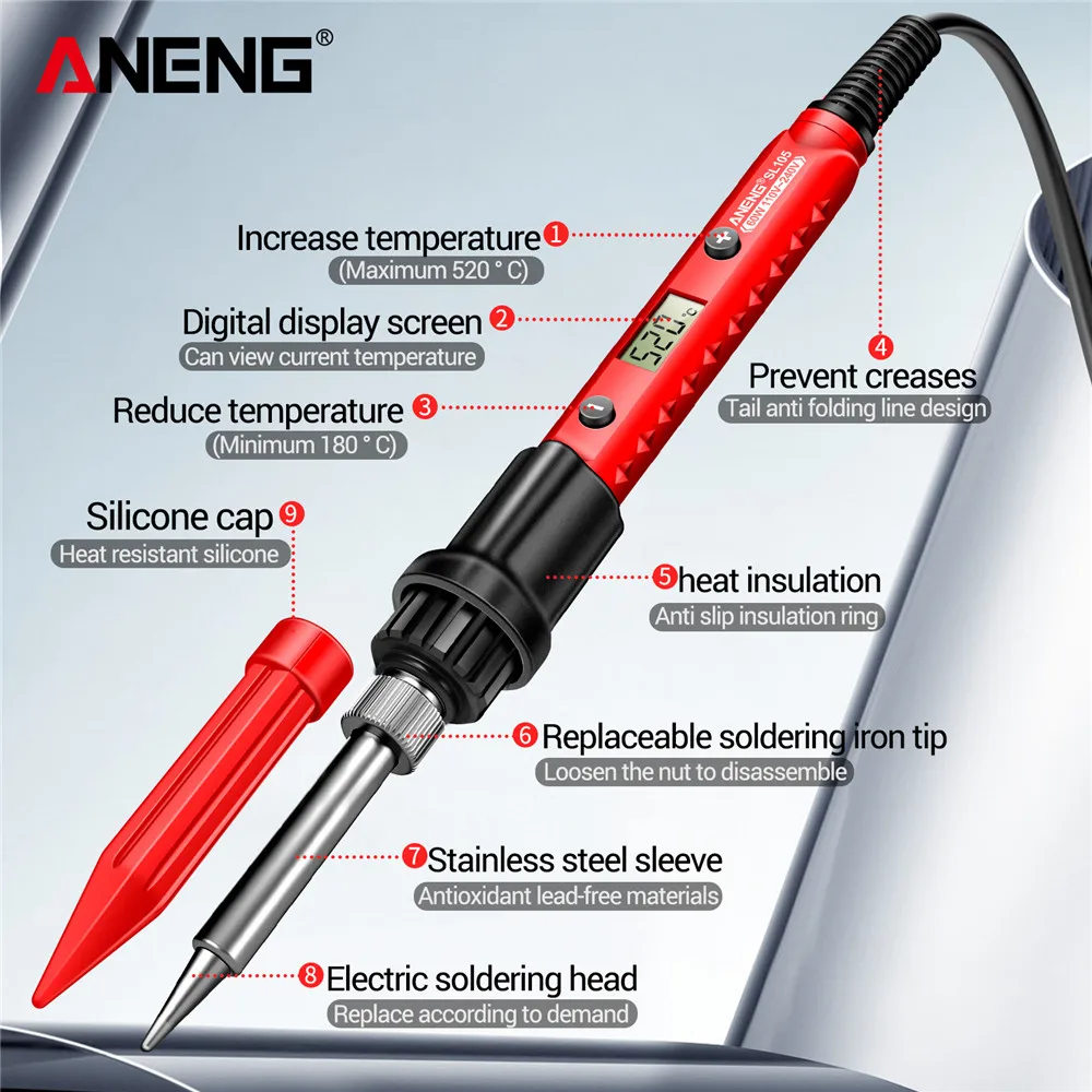 ANENG Electric Soldering Iron SL105 Digital Display Adjustable Temperature SL104 Adjustment Knob - Image 15