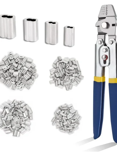 Wire Rope Crimping Pliers Aluminum Ferrules-Accommodates Cables up to 2.2mm for Loop Sleeves and Swaging Crimper Tool Kit Clamp