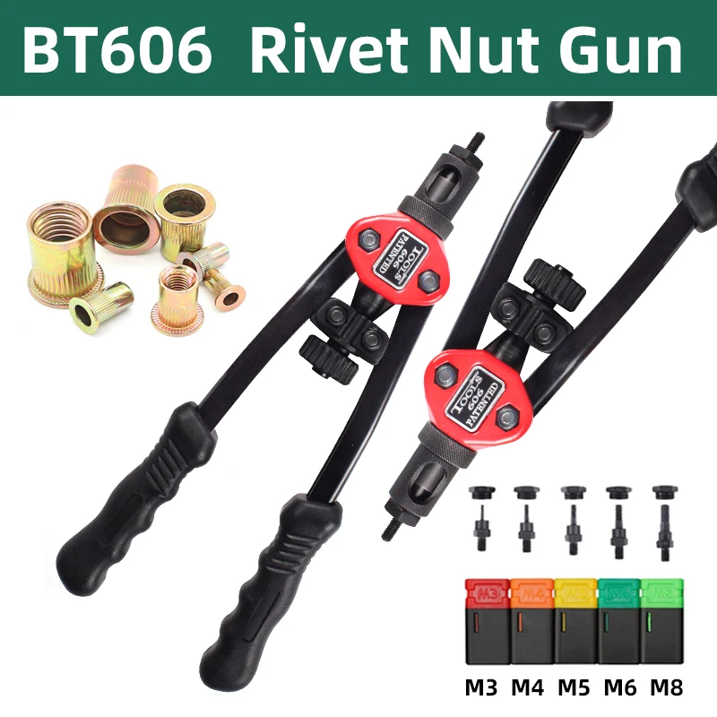 BT-606 Riveter Gun Tool Threaded Hand Rivet Nut Gun M3 M4 M5 M6 M8