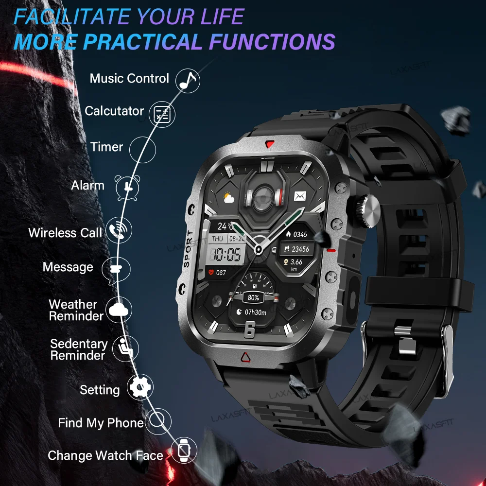 KESHUYOU Outdoor Sports Smart Watch 2.01 inch HD Screen LED Flashlight Bluetooth Talking Smart Watch - Image 2