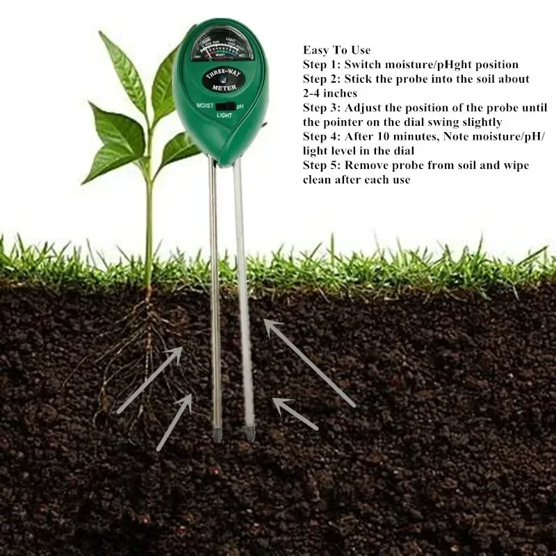 3 in 1 Soil Meter Moisture Light PH Testers With 2 Probes Soil Monitor for Garden Plant - Image 4