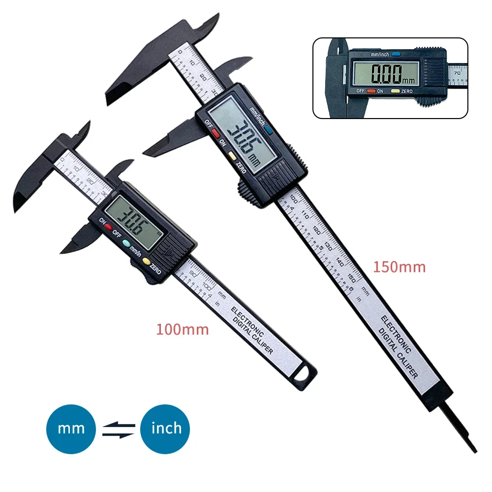 150mm 100mm Electronic Digital Caliper Carbon Fiber Dial Vernier Caliper Gauge Micrometer - Image 11
