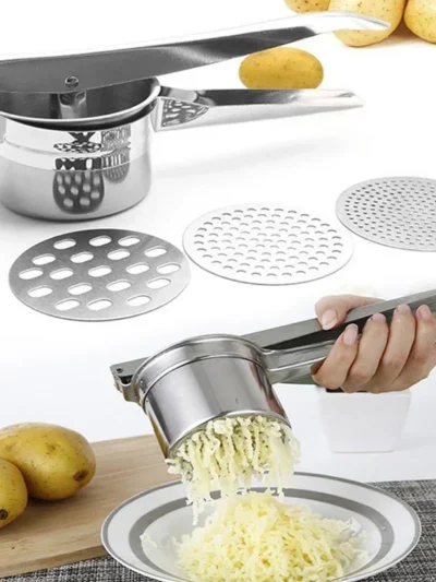 Masher RicerPress Mashed Potatoes Stainless Steel Crushing Puree Fruit Vegetable Squeezer Juicer Press
