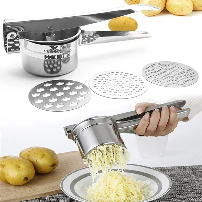 Masher RicerPress Mashed Potatoes Stainless Steel Crushing Puree Fruit Vegetable Squeezer Juicer Press