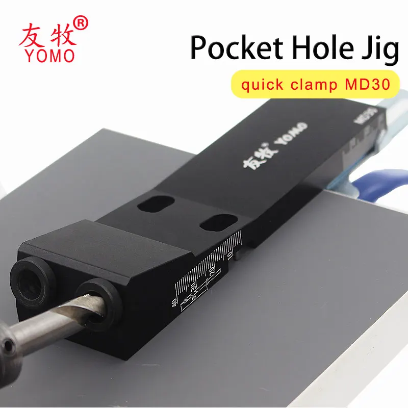 All Metal Pocket Hole Jig Kit with Quick Clamp and Step Drill Bits Easy Use 2 Holes Pocket Hole Screw Jig System MD30 - Image 2