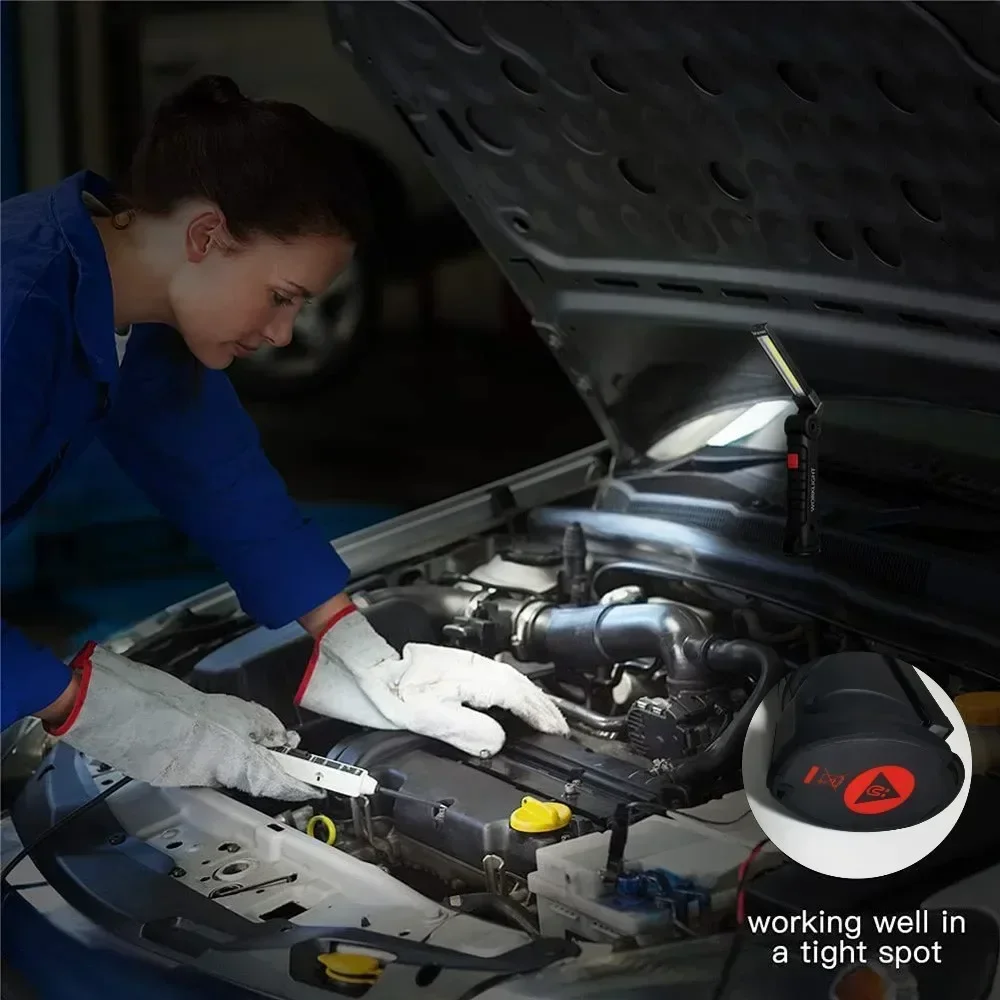 COB LED Work Light Dimmable USB Rechargeable LED Flashlight Inspection Lamp With Magnetic Hook - Image 13