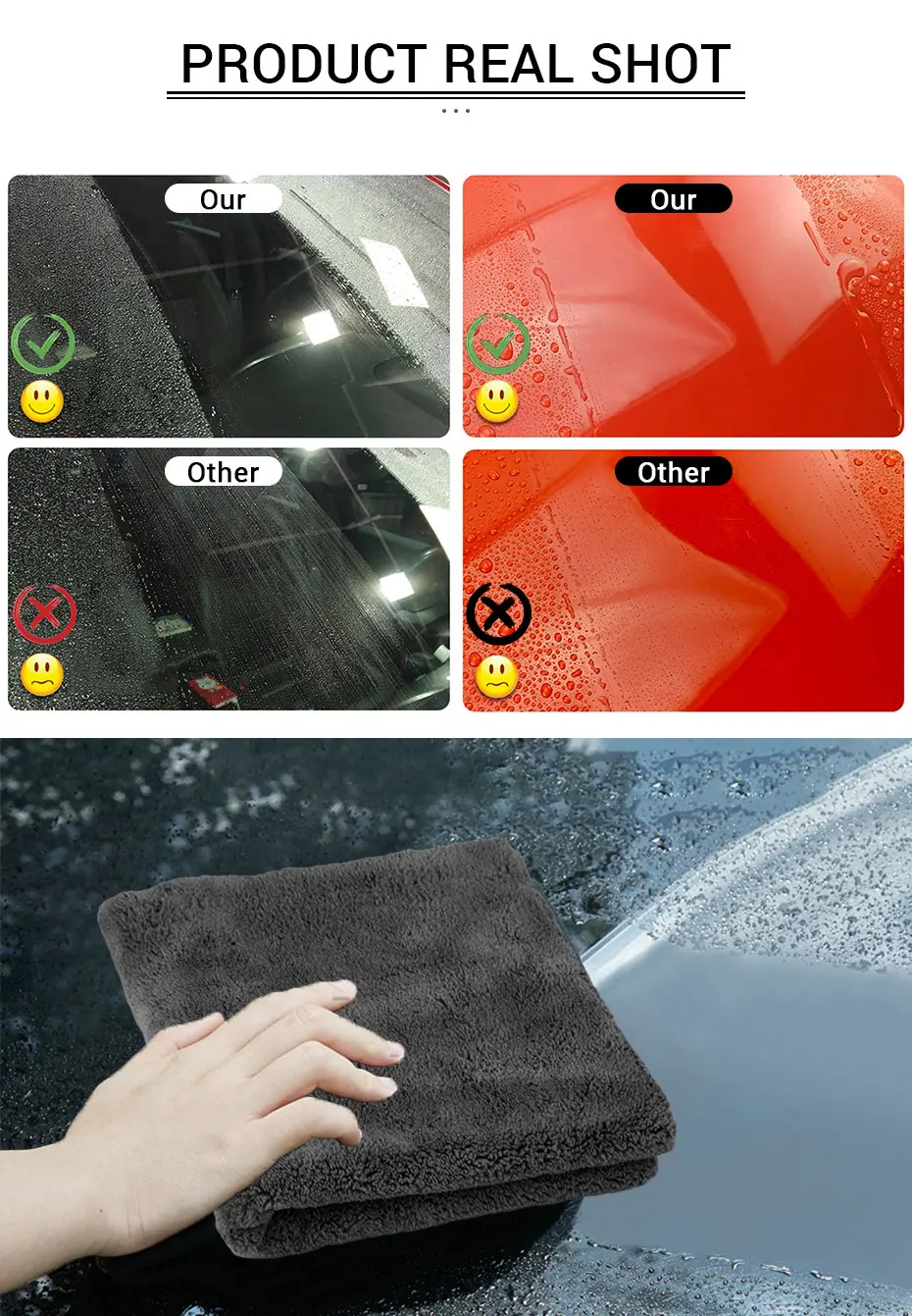 40X40cm Premium Microfiber Towels Car Care Washing Thicken Towel Car Detailing Drying Cloth - Image 20