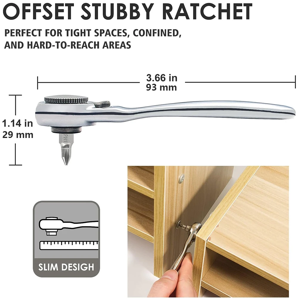 28/32 in 1 Mini Ratchet Wrench Set with Right Angle Offset 1/4" 72 Tooth Screwdriver Handle Magnetic Torx Bit for Tight Spaces - Image 13