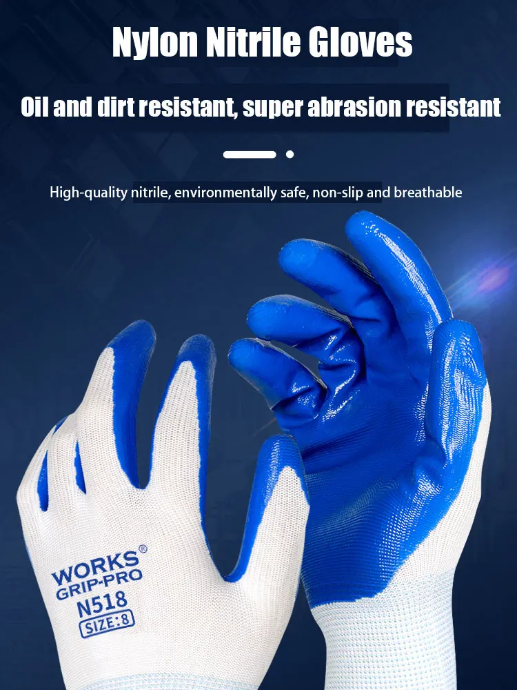 3 Pairs Of Non-slip Wear-resistant Breathable Nitrile Non-slip Work Gloves - Image 8