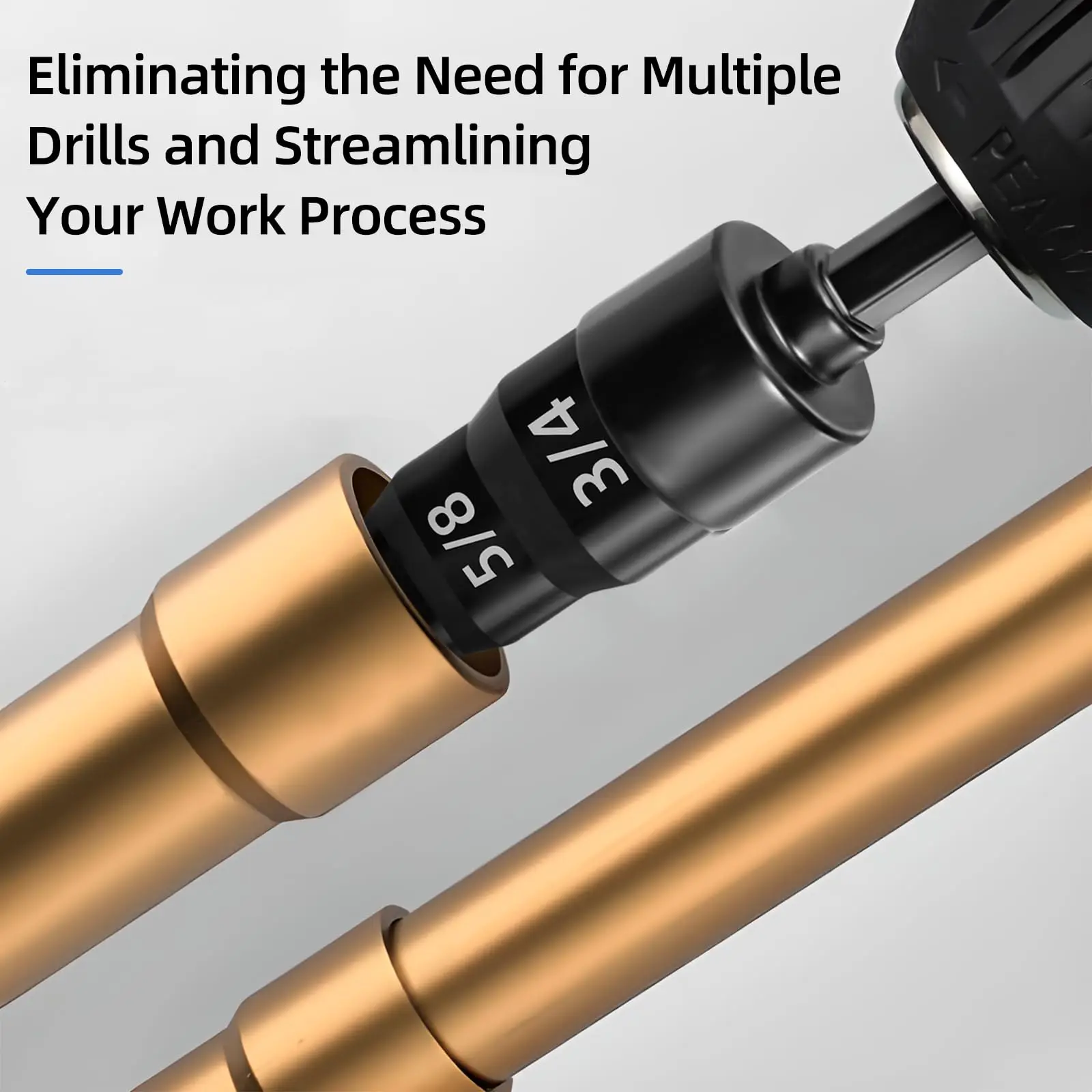 Swaging Tool 5 in 1 Air Conditioner Copper Pipe Expander Swaging Drill Bit Set with Hex Shank, with 1/4, 3/8, 1/2, 5/8, 3/4 Bits - Image 4