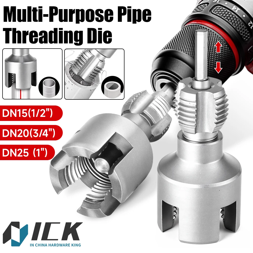 DN15/20/25 Pipe Threading Tool Hex Shank Die Internal External Threads 1/2&3/4&1 INCH Water Pipes PPR PVC MPP Detachable