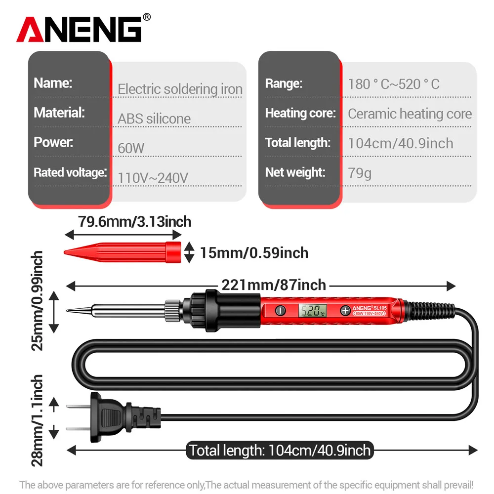 ANENG Electric Soldering Iron SL105 Digital Display Adjustable Temperature SL104 Adjustment Knob - Image 4