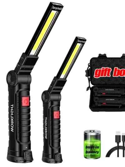 COB LED Work Light Dimmable USB Rechargeable LED Flashlight Inspection Lamp With Magnetic Hook