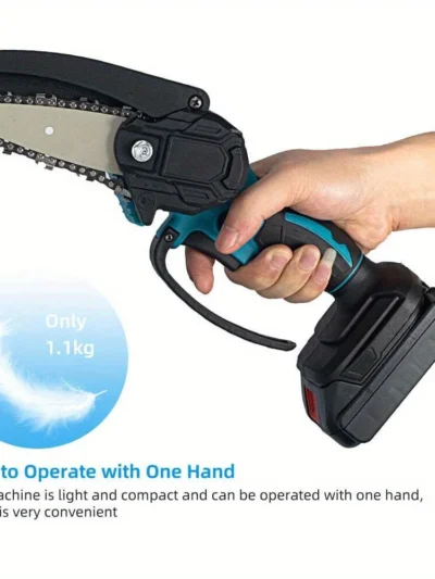 800 Watt Electric Mini Chain Saw, 4-Inch Handheld Cordless Cutter