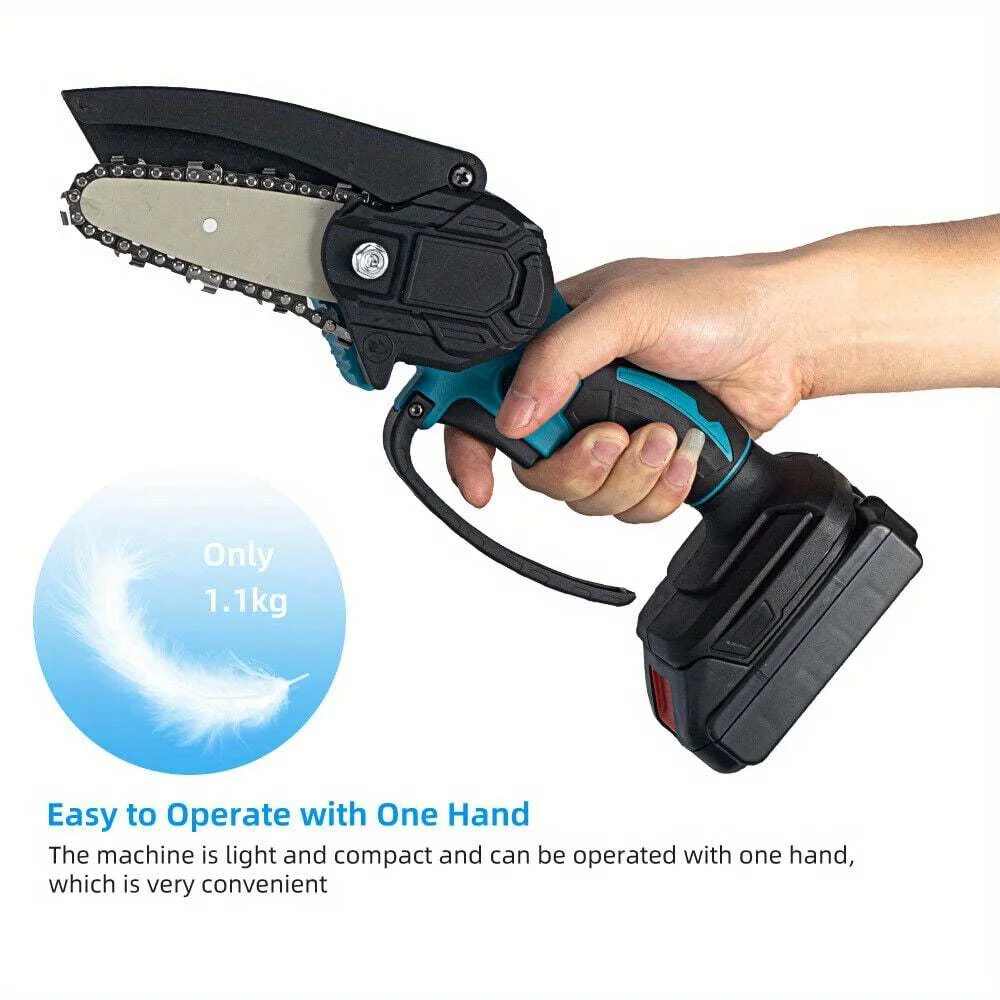 800 Watt Electric Mini Chain Saw, 4-Inch Handheld Cordless Cutter
