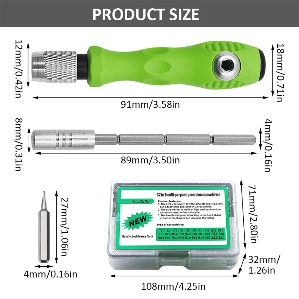32 in 1 Multifunctional Screwdriver Set with 30 PCS Torx Phillips Magnetic Screw Driver Bits - Image 16