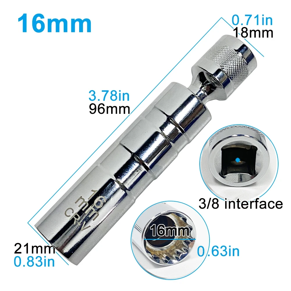 Universal Magnetic Spark Plug Sleeve Thin-walled Universal Joint 14/16mm Automotive Repair Spark Plug Disassembly Tool - Image 8