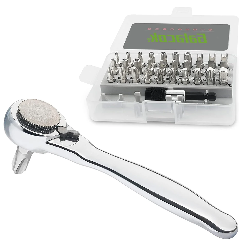 28/32 in 1 Mini Ratchet Wrench Set with Right Angle Offset 1/4" 72 Tooth Screwdriver Handle Magnetic Torx Bit for Tight Spaces - Image 7