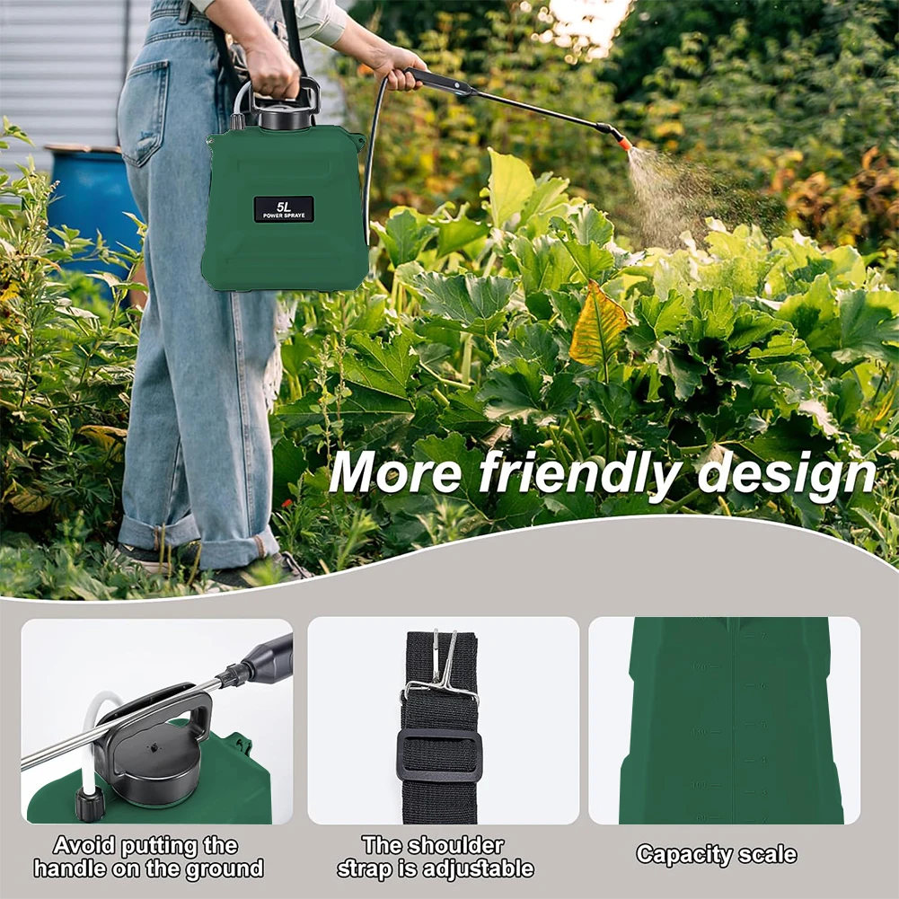 New 5L agricultural spray, backpack type high-pressure spray, electric irrigation disinfection pesticide spray, green/blue/white - Image 5