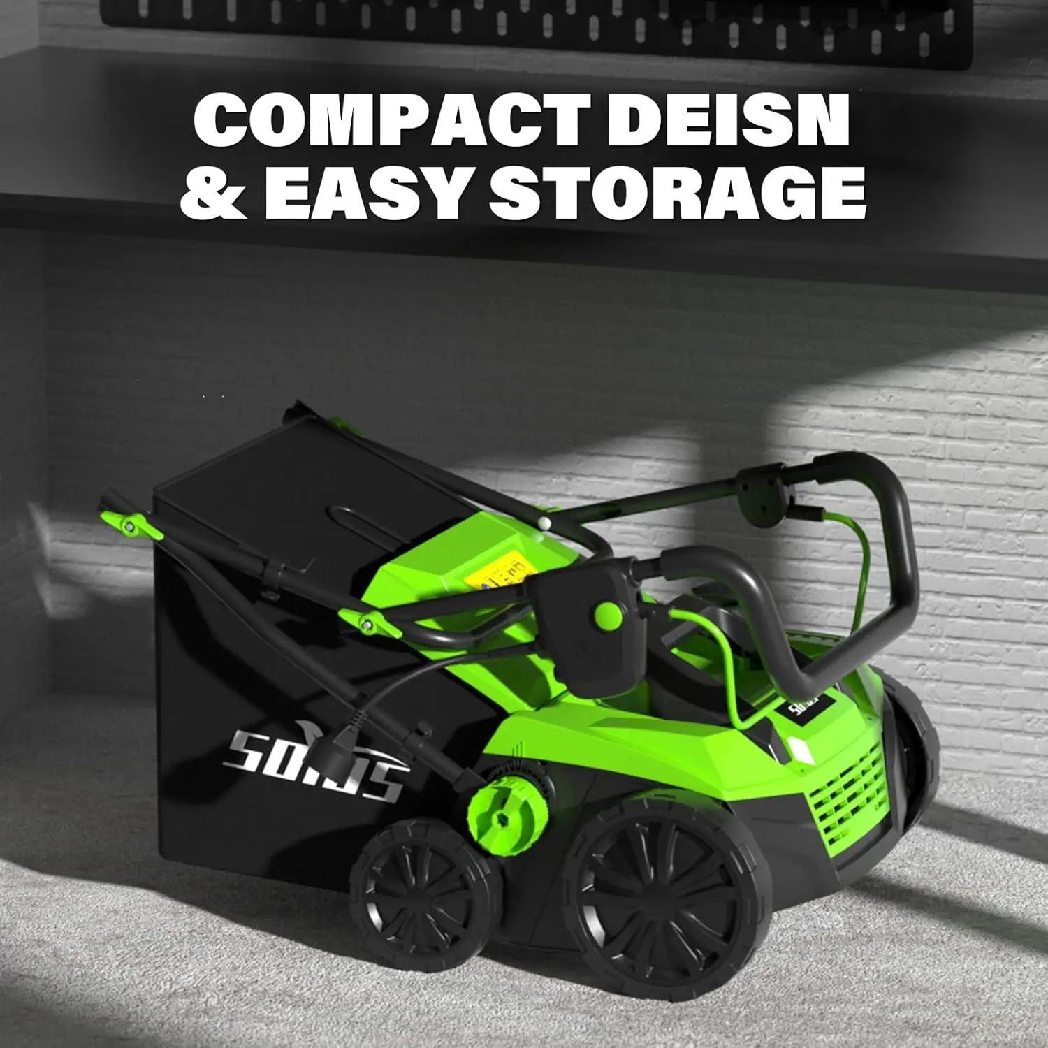 15-Inch 13-Amp Electric Dethatcher and Scarifier with 45L Removable Thath Collection Bag, Corded Lawn Dethatcher with 5-Position - Image 6