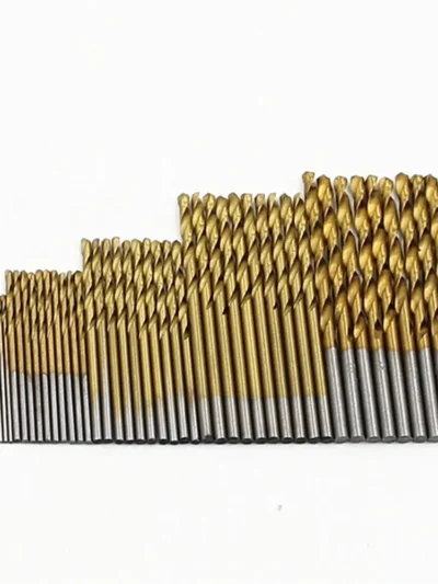 50pc Titanium Plated Twist Drill Set 1-3mm Small Drill Bit