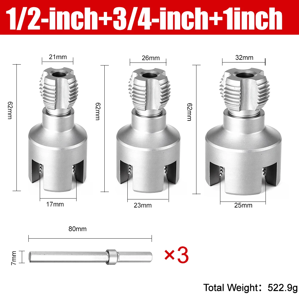 DN15/20/25 Pipe Threading Tool Hex Shank Die Internal External Threads 1/2&3/4&1 INCH Water Pipes PPR PVC MPP Detachable - Image 9