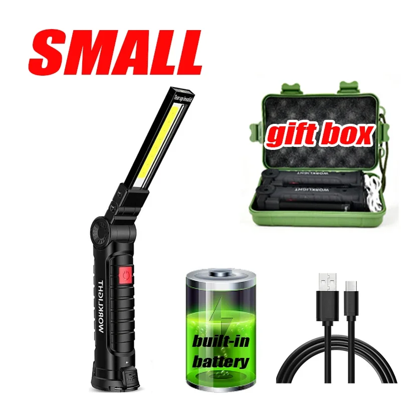 COB LED Work Light Dimmable USB Rechargeable LED Flashlight Inspection Lamp With Magnetic Hook - Image 10