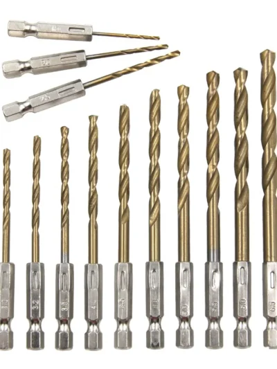 Hexagonal Handle 13pc Titanium Plated Fried Dough Twists Drill 1.5-6.5mm
