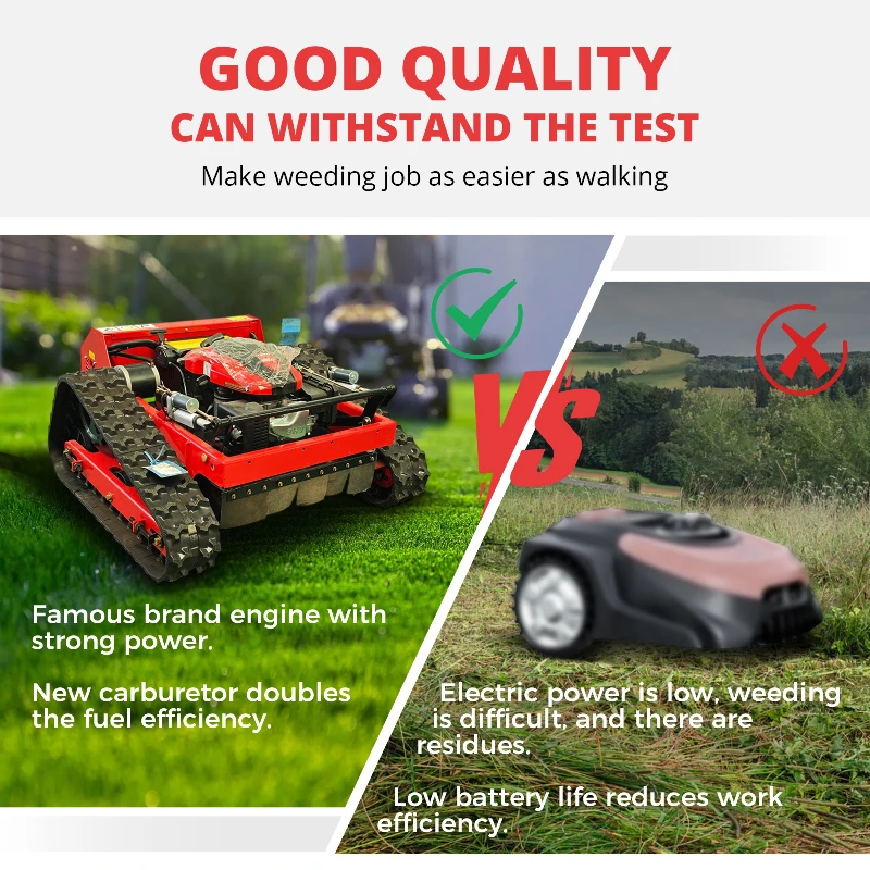 Customized Remote-controlled Lawn Mower,Farm Garden Automatic Crawler Track Lawn Mower Robot - Image 5