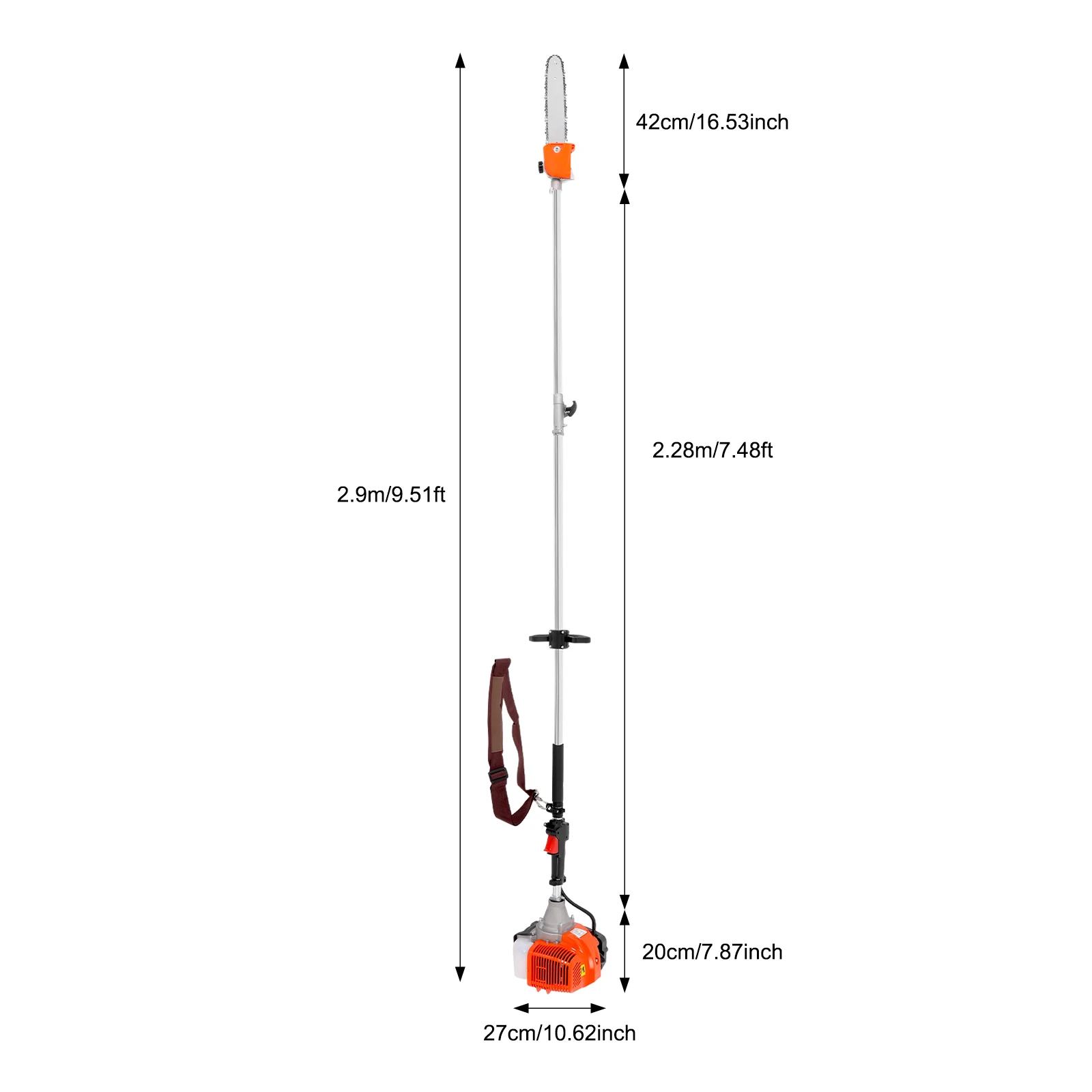 Gasoline Power High Branch Saw 52cc 2-stroke Engine 9500r/min 1.25KW 6500RPM Garden High Branch Saw - Image 10