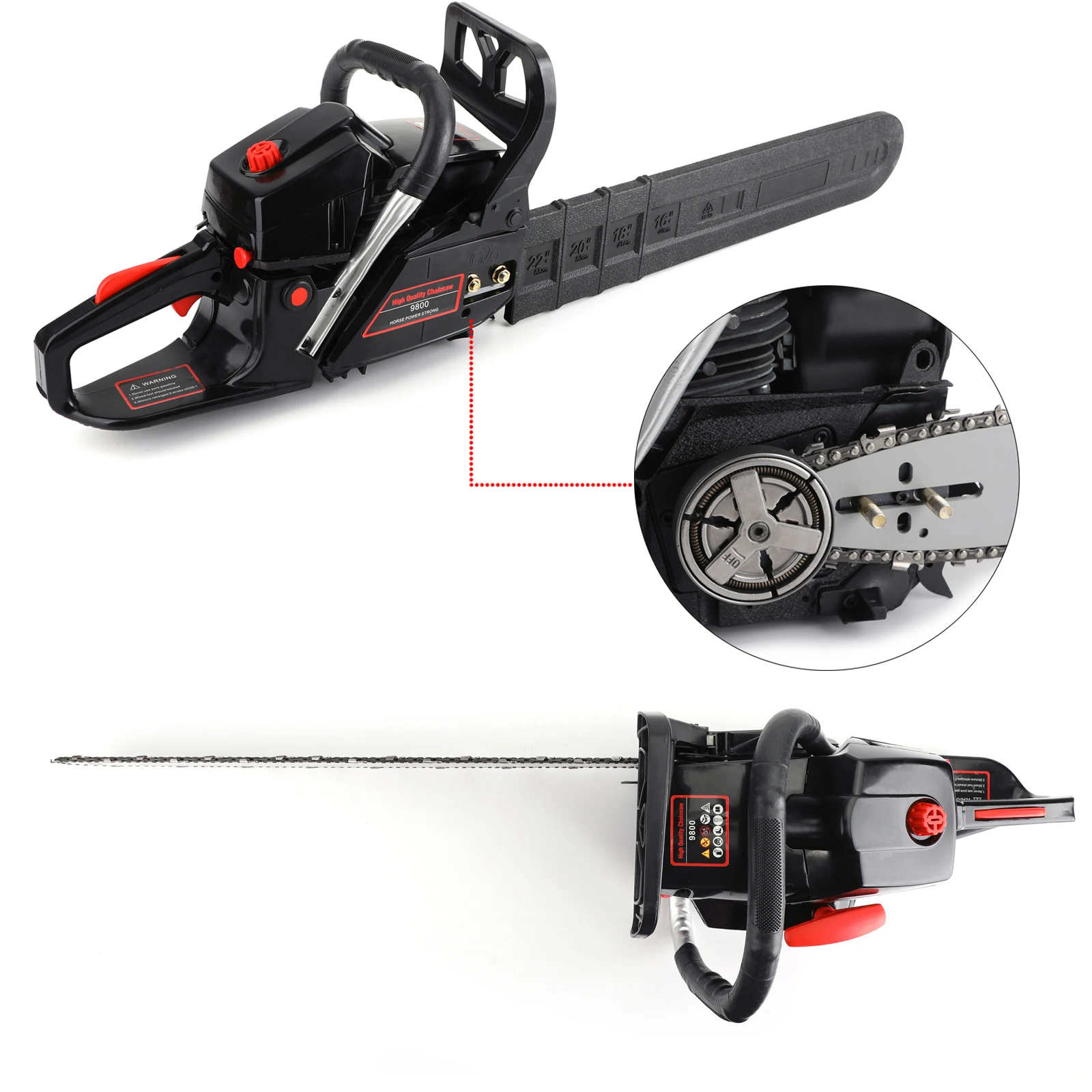 Artudatech 62cc Gas Chainsaw 20" Bar Gasoline Powered Chain Saw 2 Cycle Engine Cutting - Image 5