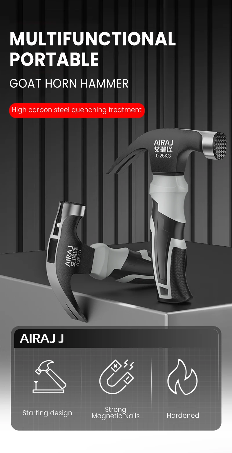 AIRAJ Multifunctional Mini Claw Hammer, Anti Slip And Shockproof Hammer - Image 11