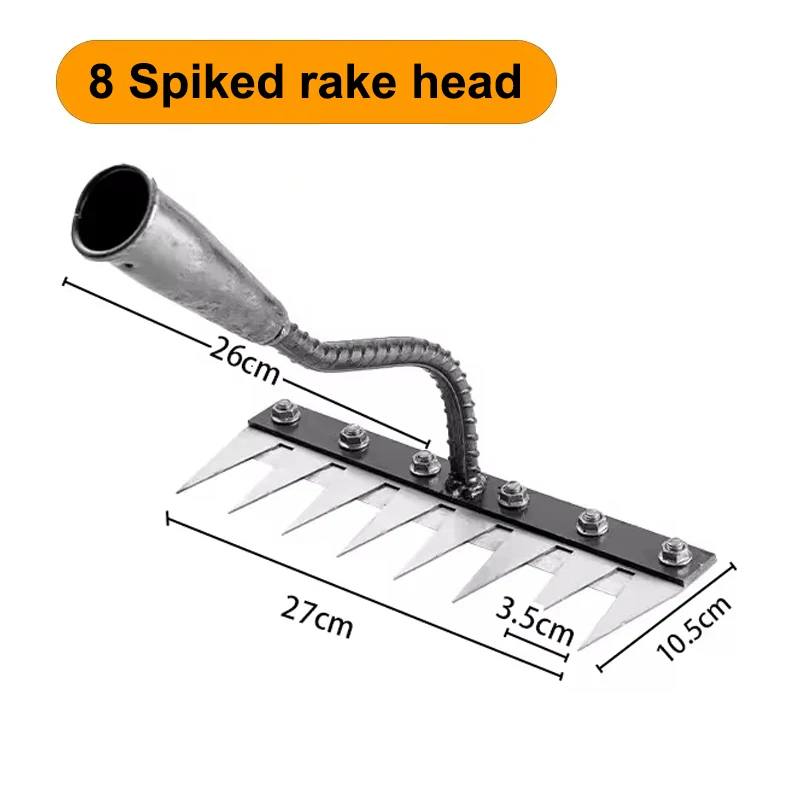 5/6/7/8 Teeth Iron Gardening Hoe Weeding Rake Farm Tool Grasping Raking Loosening Soil Nail Rake - Image 10