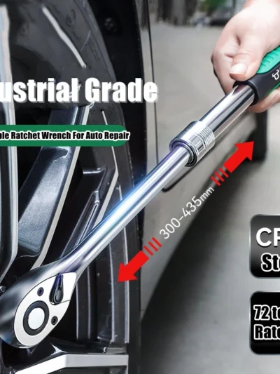 Telescopic Socket Ratchet Wrench for Automotive Repair Adjustable Head
