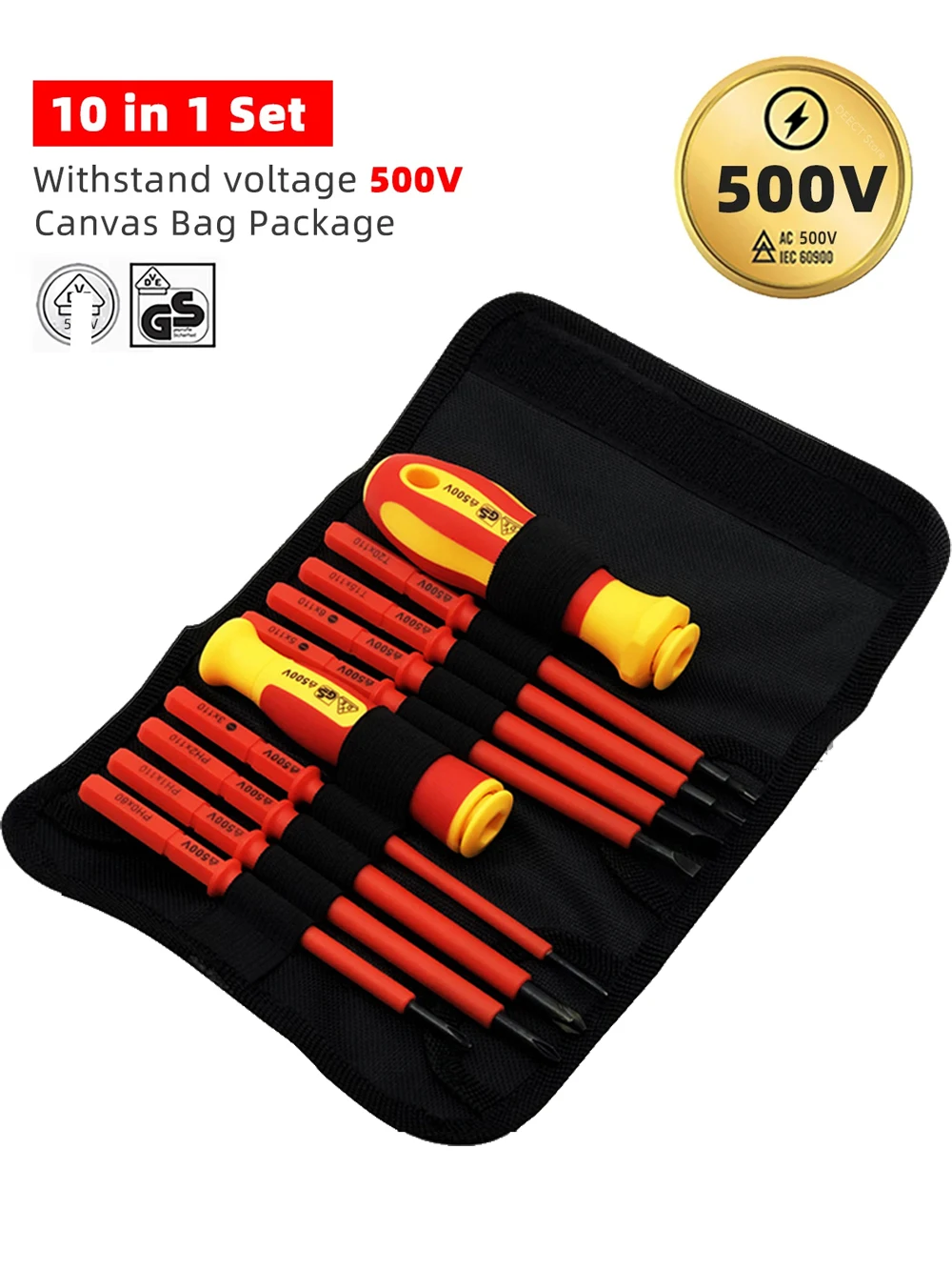 10Pcs Interchangeable Blade VDE Insulated Screwdriver Set with Case Magnetic 500V Home and Professional Use Electricians Tools - Image 8