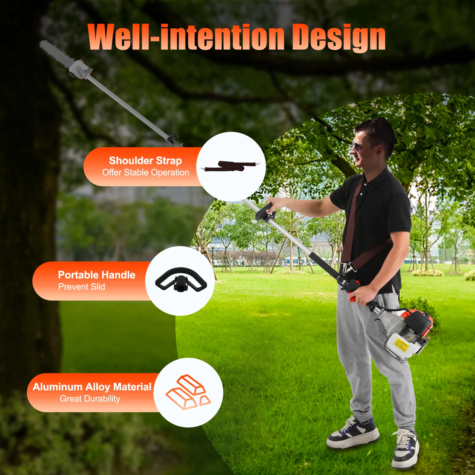 Gasoline Power High Branch Saw 52cc 2-stroke Engine 9500r/min 1.25KW 6500RPM Garden High Branch Saw - Image 5