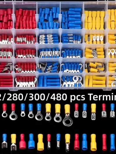 102/280/300/480PCS Wire Connector Kit Male Female Insulated Terminals Cold Crimp Terminals Assorted