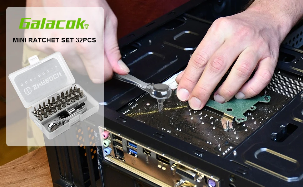 28/32 in 1 Mini Ratchet Wrench Set with Right Angle Offset 1/4" 72 Tooth Screwdriver Handle Magnetic Torx Bit for Tight Spaces - Image 9