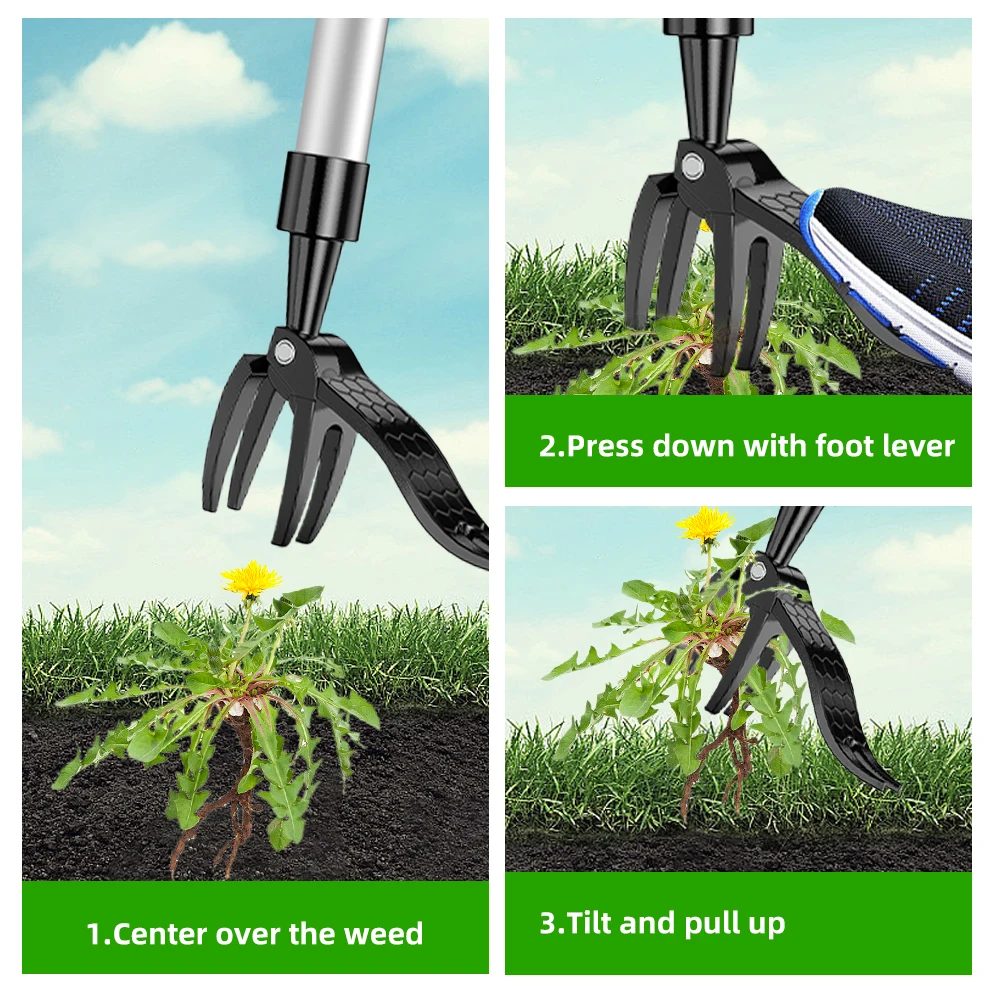 Stand Up Weed Puller Claw Tool Aluminum Alloy Weeding Head - Image 5